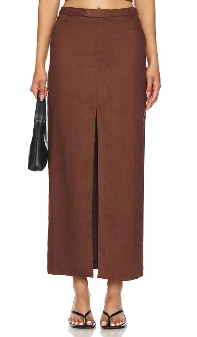 Bardot X Revolve Sita Maxi Skirt In 巧克力棕色