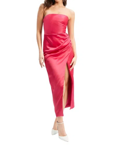 Bardot Yana Strapless Midi Dress In Fuchsia In Pink