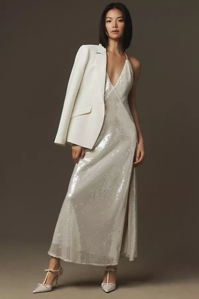 Bardot Yve Sequin Halter Dress In White