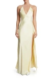 Bardot Yve Satin Halter Dress In Canary Ylw