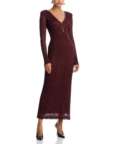 Bardot Zenia Long Sleeve Maxi Dress In Burgundy