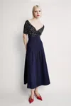 Bardot Zeta Denim Midi Skirt In Blue