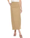 Bardot Front-slit Midi Skirt In Beige
