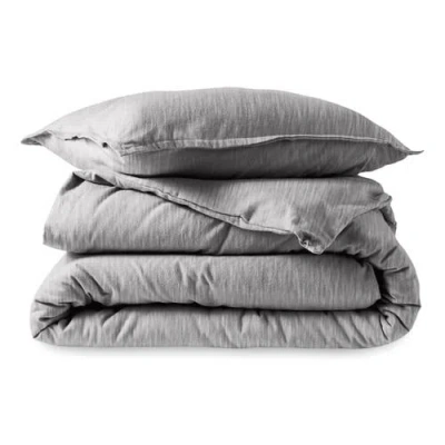 Bare Home 100% Cotton Flannel Duvet Cover & Sham Set In Gray