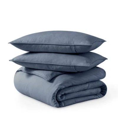 Bare Home 100% European Linen Duvet Cover And Sham Set In Blue