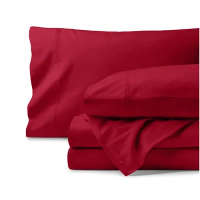 Bare Home 100% Organic Cotton Flannel Sheet Set In Red