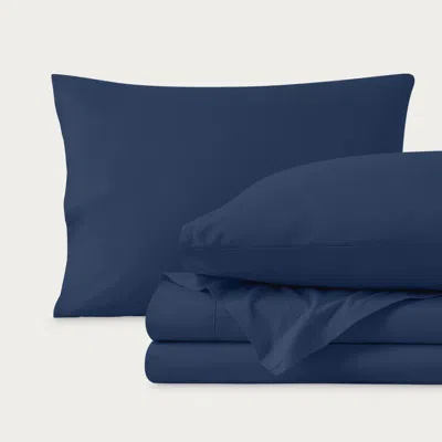 Bare Home 100% Organic Cotton Percale Cooling Sheet Set In Blue