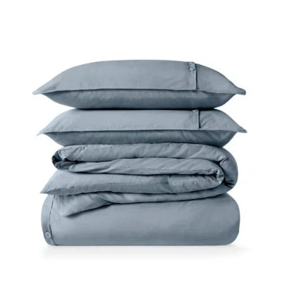 Bare Home 100% Organic Cotton Percale Duvet Cover And Sham Set In Blue