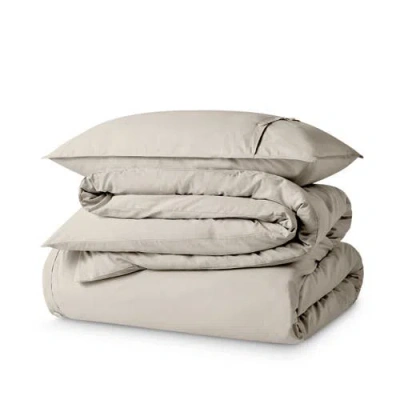 Bare Home 100% Organic Cotton Percale Duvet Cover And Sham Set In Brown