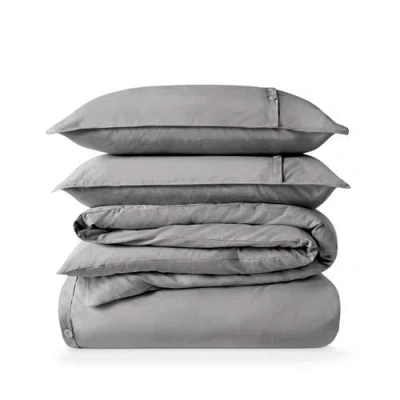 Bare Home 100% Organic Cotton Percale Duvet Cover And Sham Set In Gray