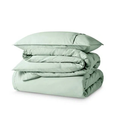 Bare Home 100% Organic Cotton Percale Duvet Cover And Sham Set In Green