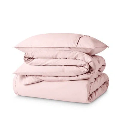 Bare Home 100% Organic Cotton Percale Duvet Cover And Sham Set In Pink