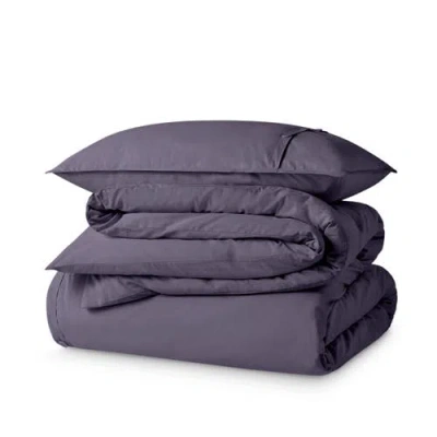 Bare Home 100% Organic Cotton Percale Duvet Cover And Sham Set In Purple