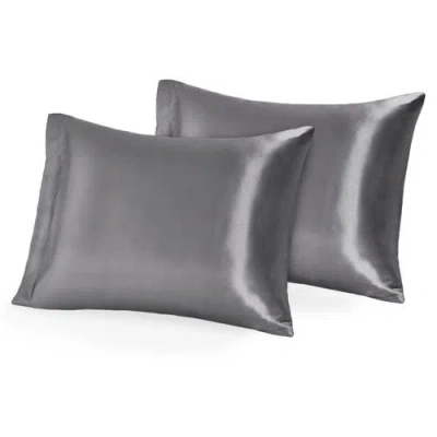 Bare Home 19 Momme 100% Mulberry Silk Pillowcase, Set Of 2 In Gray