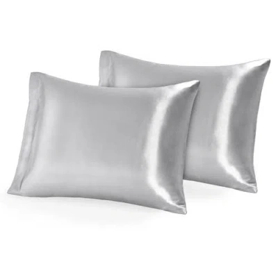 Bare Home 19 Momme 100% Mulberry Silk Pillowcase, Set Of 2 In Silver