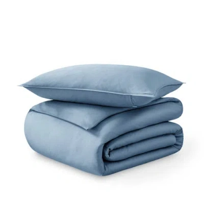 Bare Home 400 Thread Count Organic Cotton Sateen Duvet Cover And Sham Set In Blue