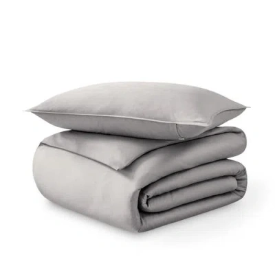 Bare Home 400 Thread Count Organic Cotton Sateen Duvet Cover And Sham Set In Gray