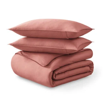 Bare Home 400 Thread Count Organic Cotton Sateen Duvet Cover And Sham Set In Pink