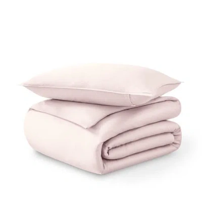 Bare Home 400 Thread Count Organic Cotton Sateen Duvet Cover And Sham Set In Pink