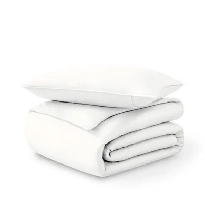 Bare Home 400 Thread Count Organic Cotton Sateen Duvet Cover And Sham Set In White