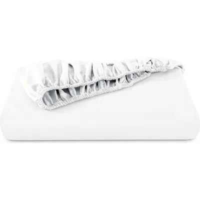 Bare Home 400 Thread Count Organic Cotton Sateen Fitted Sheet In White