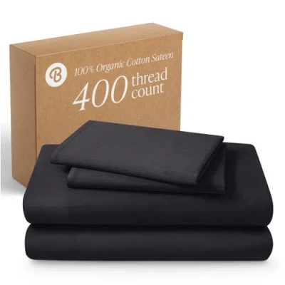 Bare Home 400 Thread Count Organic Cotton Sateen Sheet Set In Black