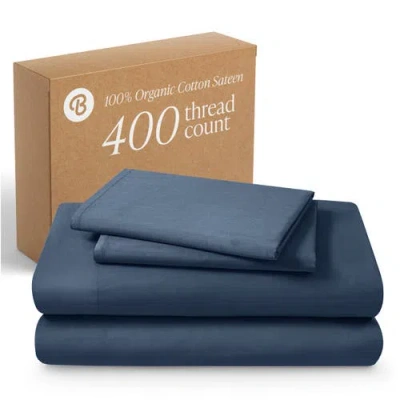 Bare Home 400 Thread Count Organic Cotton Sateen Sheet Set In Blue