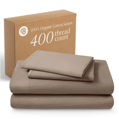Bare Home 400 Thread Count Organic Cotton Sateen Sheet Set In Brown