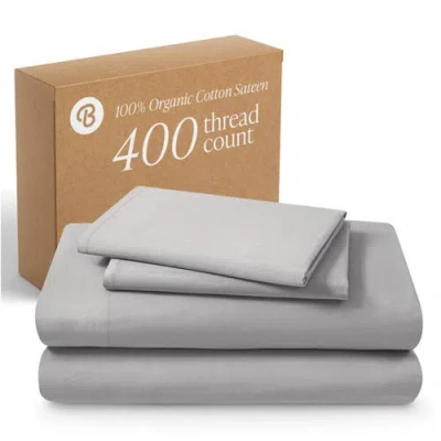 Bare Home 400 Thread Count Organic Cotton Sateen Sheet Set In Gray