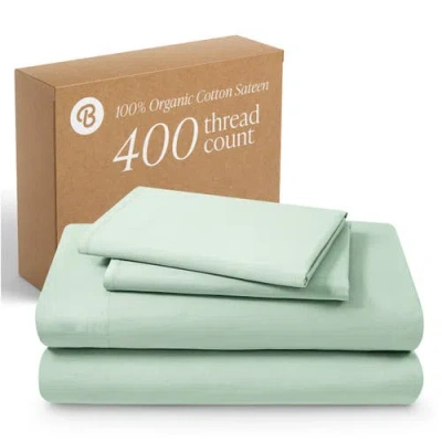 Bare Home 400 Thread Count Organic Cotton Sateen Sheet Set In Green