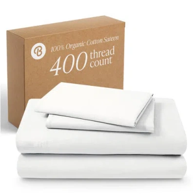 Bare Home 400 Thread Count Organic Cotton Sateen Sheet Set In White