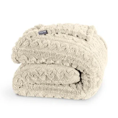 Bare Home Cable Faux Shearling Throw Blanket In Neutral