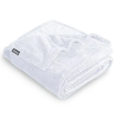 Bare Home Chevron Microplush Fleece Blanket In White