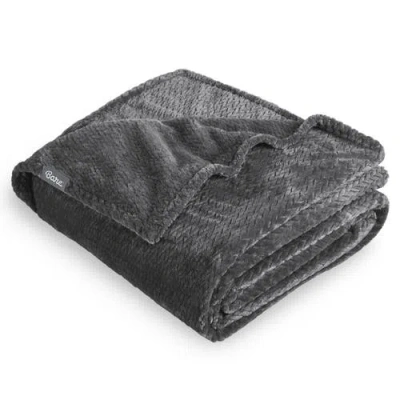 Bare Home Chevron Microplush Fleece Throw Blanket In Gray