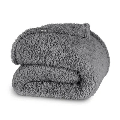 Bare Home Cozy Faux Shearling Blanket In Solid Gray