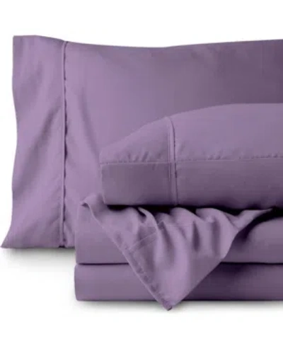 Bare Home Double Brushed Sheet Set, Twin In Lavender