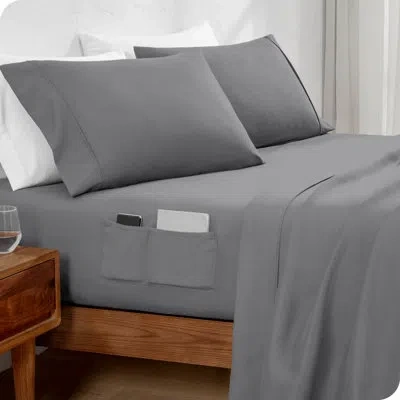 Bare Home Dual Pocket Microfiber Sheet Set In Gray