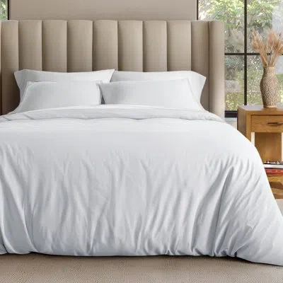 Bare Home Duvet Cover Set- Cotton- Jersey In White