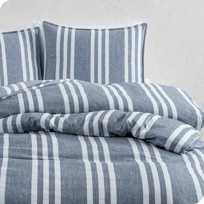 Bare Home Duvet Cover - Stripe Heather Midnight Blue