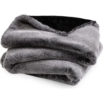 Bare Home Faux Fur Throw  Blanket In Gray