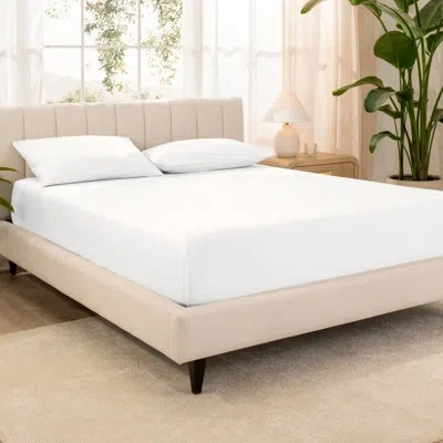 Bare Home Fitted Bottom Sateen 400 Thread Count 100% Cotton Fitted Sheet In White