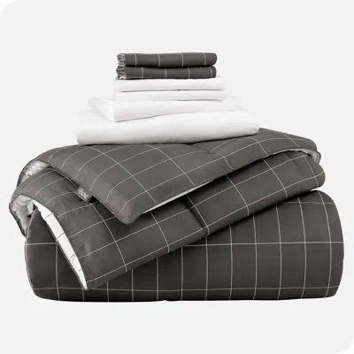 Bare Home Grid Bed-in-a-bag In Black,gray