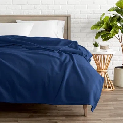 Bare Home Lightweight Polar Fleece Blanket In Dark Blue