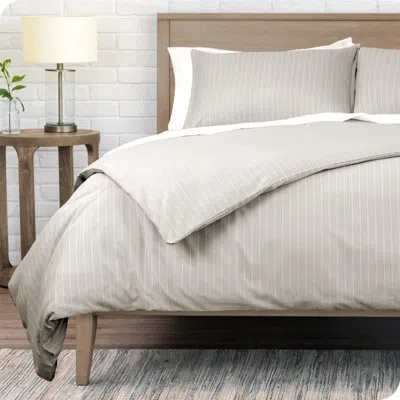 Bare Home Microfiber 3 Piece Duvet Set In Stone,white