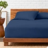 Bare Home Microfiber Fitted Sheet With Pillowcase Set In Blue