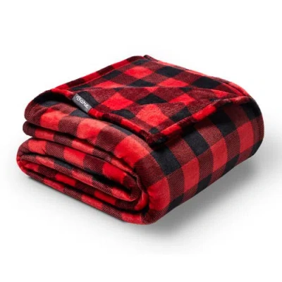 Bare Home Microplush Fleece Throw Blanket In Red