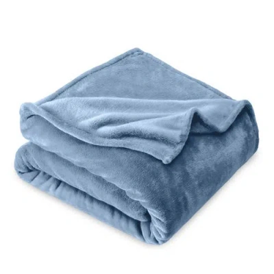 Bare Home Microplush Fleece Throw Blanket In Blue