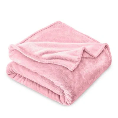 Bare Home Microplush Fleece Throw Blanket In Pink