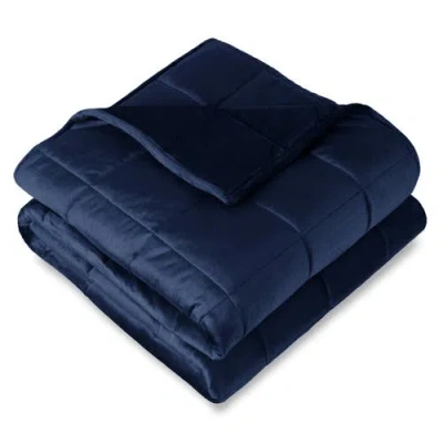 Bare Home Minky Fleece Weighted Blanket In Blue
