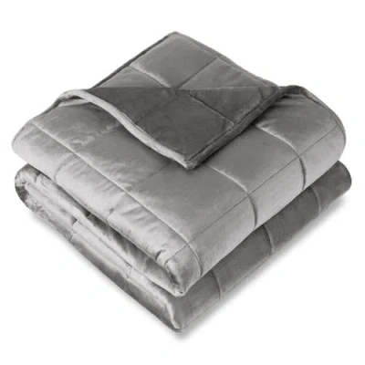 Bare Home Minky Fleece Weighted Blanket In Gray